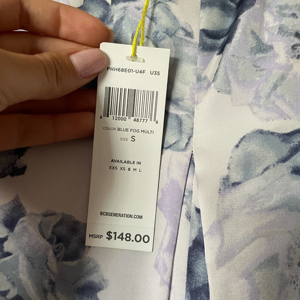 New with tag BCBG blue fog handkerchief dress